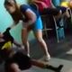 Authorities say Heather Lynn Sebra (right) is seen on video holding student John Thomas by his shirt after slapping him across his face at a Virginia high school.
WTVR screenshot